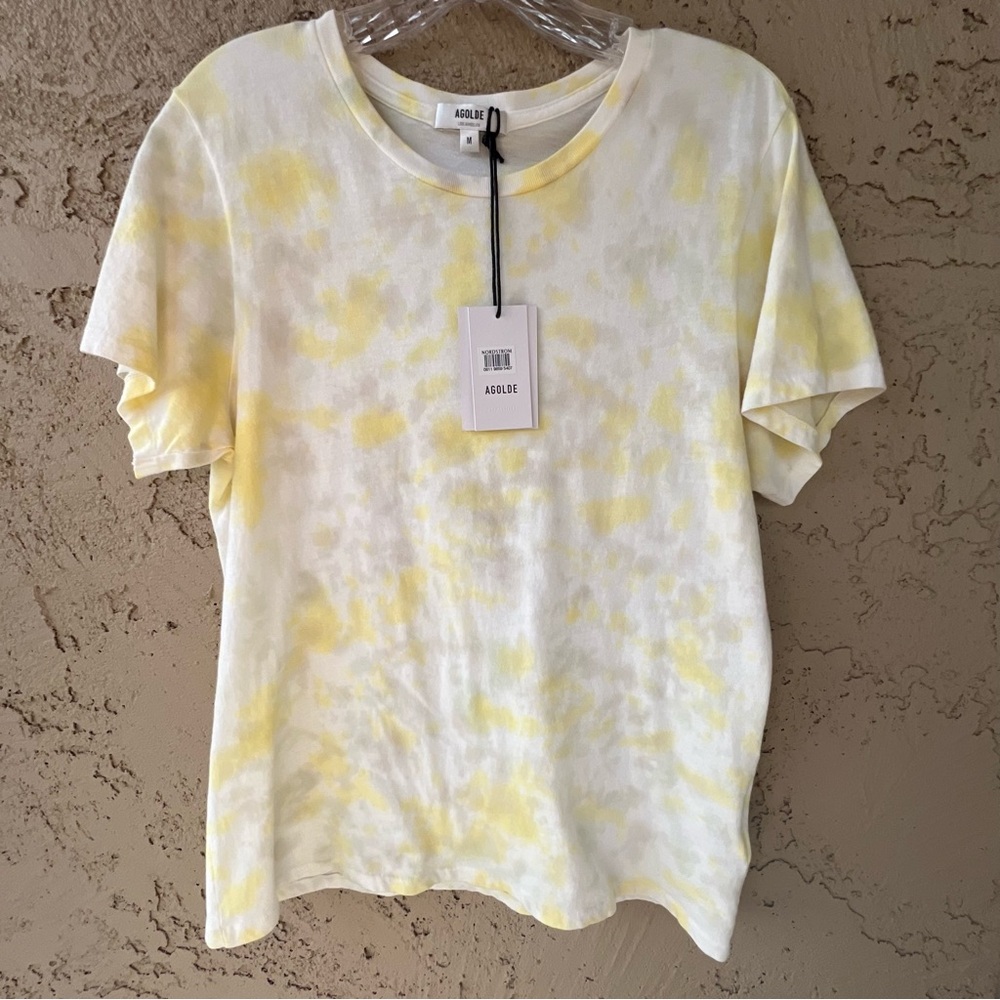 Agolde Organic Cotton Mariam Classic Tee Shirt Strobe Green Yellow Medium NWT